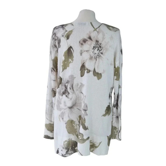 *FLAW* Abercrombie & Fitch Women's Sweater XS Floral Cream Oversize Wool Blend - Picture 5 of 11